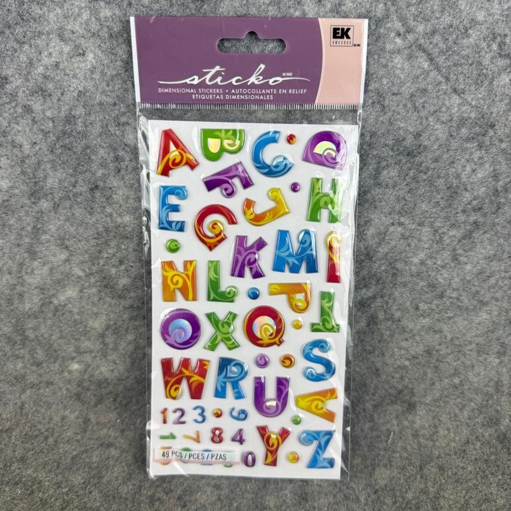 Sticko EK Success Colorful Flourish Alpha SM Dimensional Stickers 49pc 52-10158